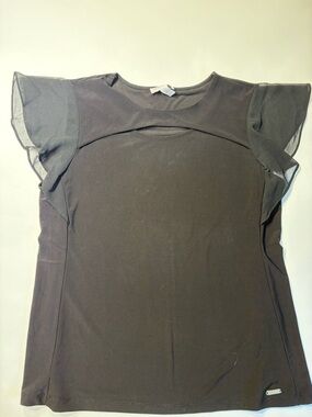 Calvin Klein Black Sheer Flutter Tank